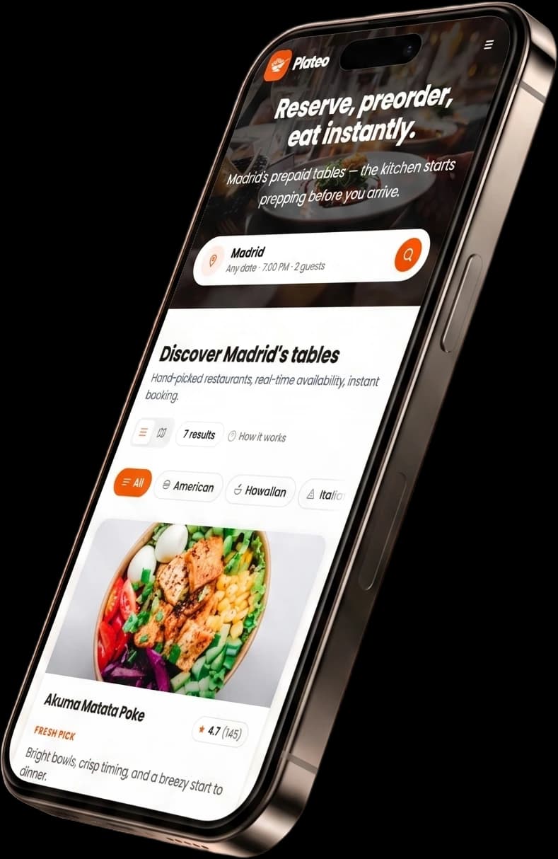App Plateo para comensales